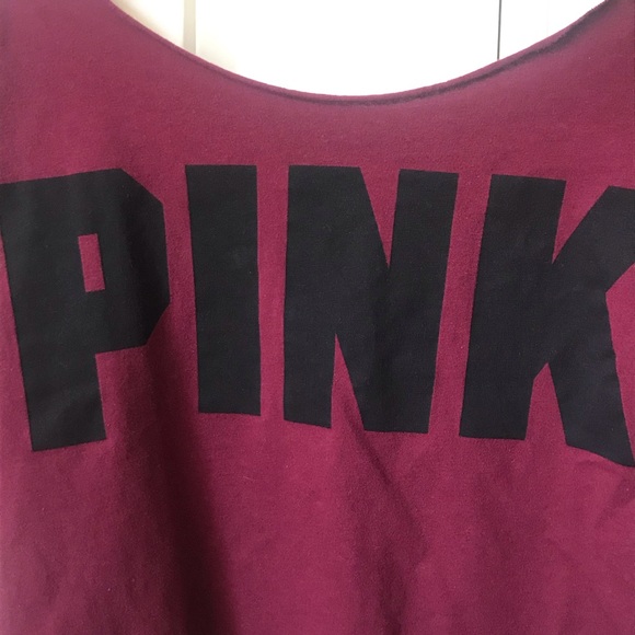 Victoria’s Secret PINK Burgundy Wide Neck T-Shirt - Picture 2 of 6